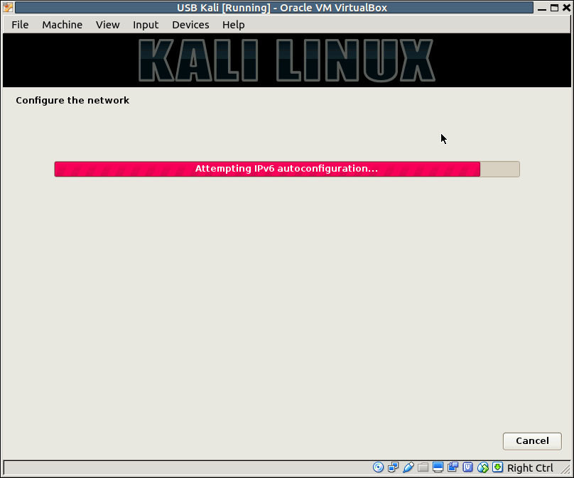 kali virtualbox boot from usb