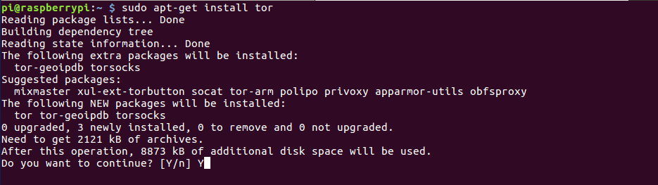 Installing TOR in Raspbian